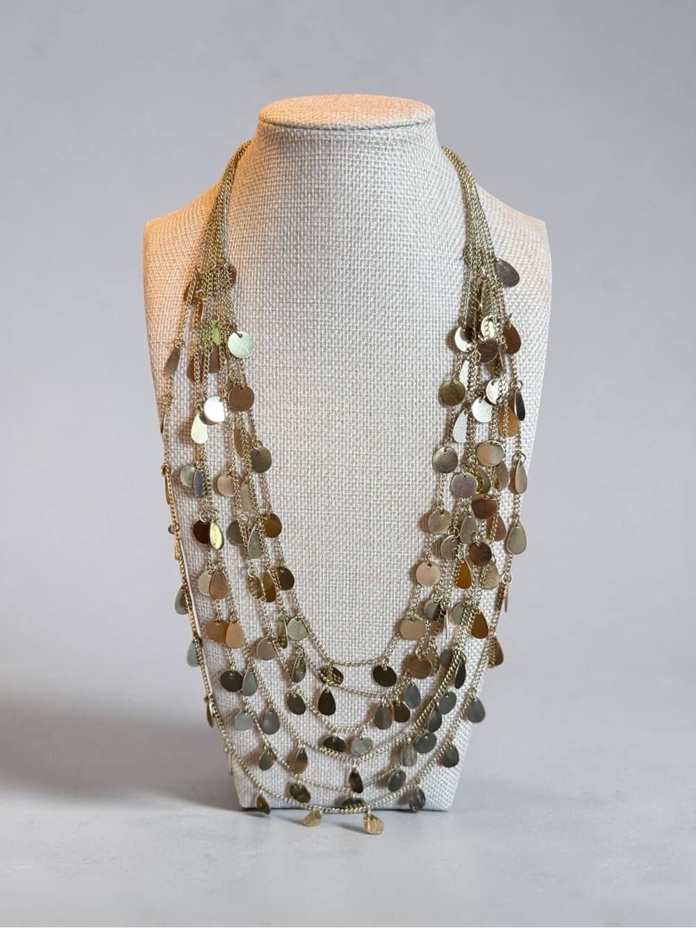 Multi-Strand Gold Disc Necklace for Women